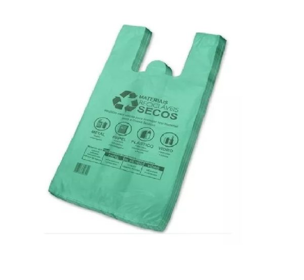 Sacola 40 X 50 Verde Impressa Biodegradavel.