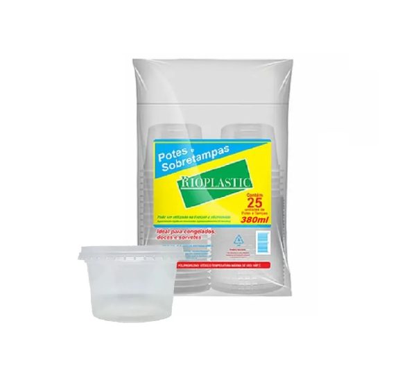 Pote/Sobretampa Rioplastic 380ml C/25