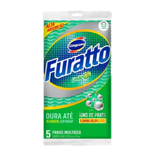 Pano Multiuso Furatto Limão(Verde) C/5 unid