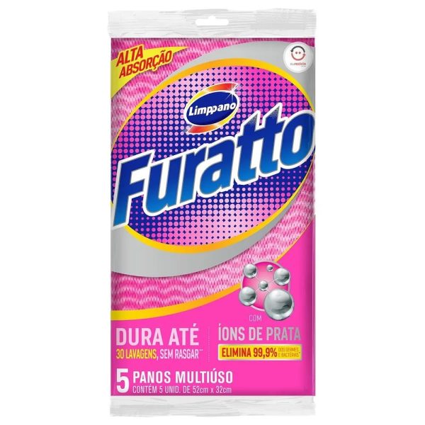 Pano Multiuso Furatto Rosa 58 X 33cm C/5 unid