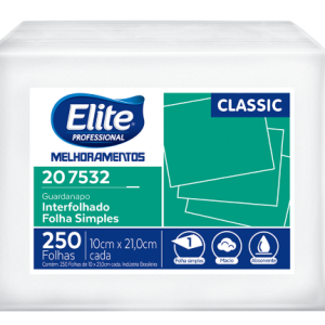 Guardanapo Interfolhado Classic Folha Simples Elite 10,0 X 21,0cm C/ 250