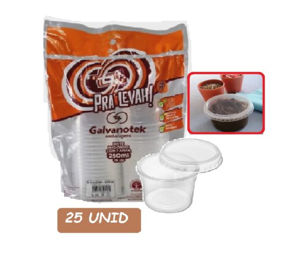 Pote com Tampa Simplific Cristal PP 250ml C/25
