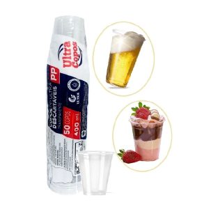 Copo Plast. Ultraplast PP Liso 400ml Transp. C/ 50.