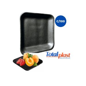 TRL-01 Preta Bandeja Isopor Rasa C/100 Totalplast.