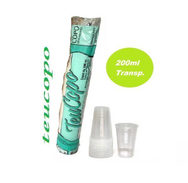 Copo Plast.Teucopo 200ml Transp. C/100.