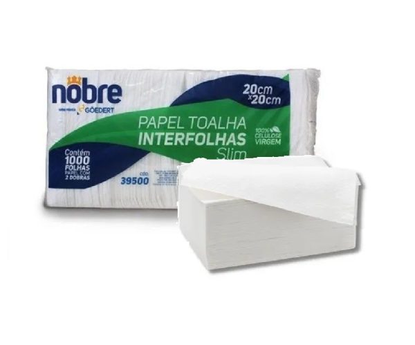 Papel Toalha Branco Nobre 20X20cm 100% Celulose C/1000. (39500)